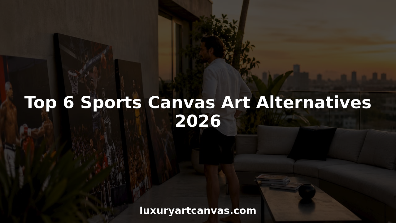 Designer arranging sports canvas art on wall