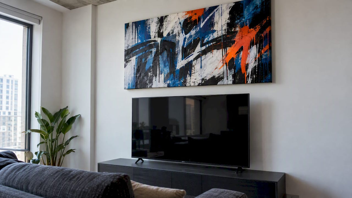 Art Above Your TV: 8 Ideas and a Sweet Spot of 8 to 10 Inches - Luxury Art Canvas