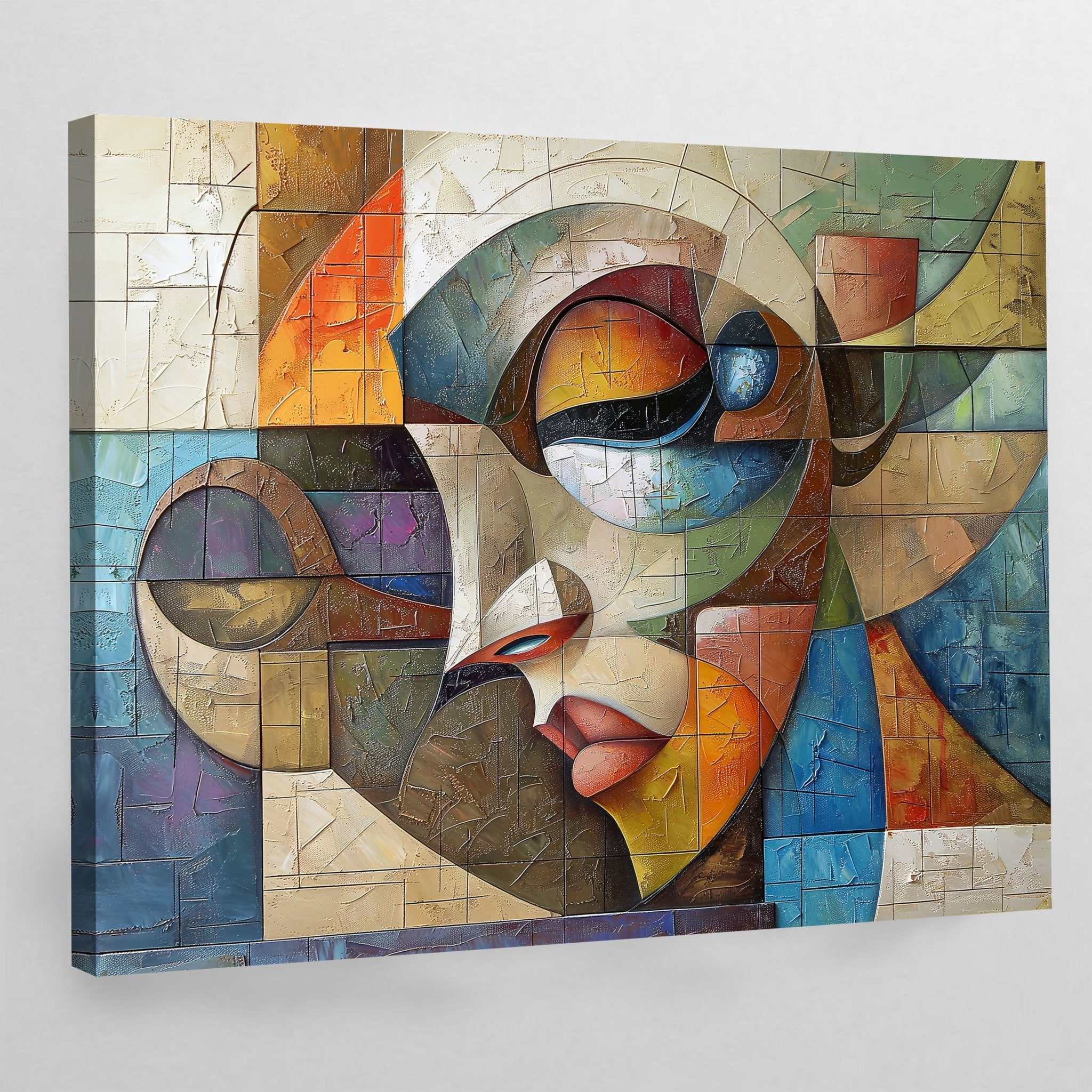 Abstract Female Portrait Cubism Wall Art - Luxury Art Canvas