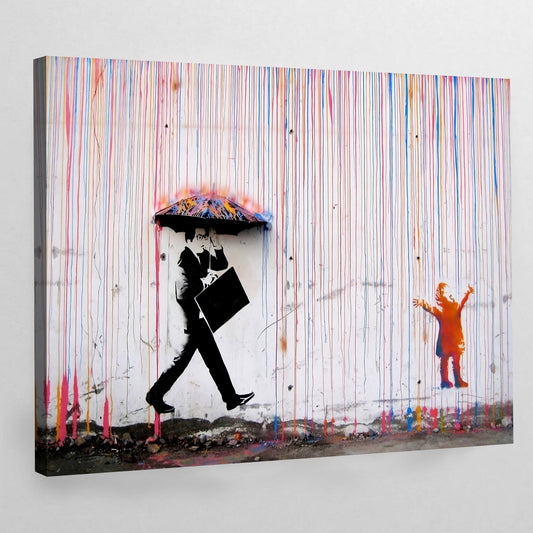 Banksy Colorful Rain Wall Art - Luxury Art Canvas