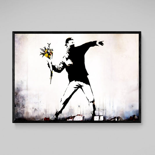 Banksy Flower Thrower Wall Art - Luxury Art Canvas