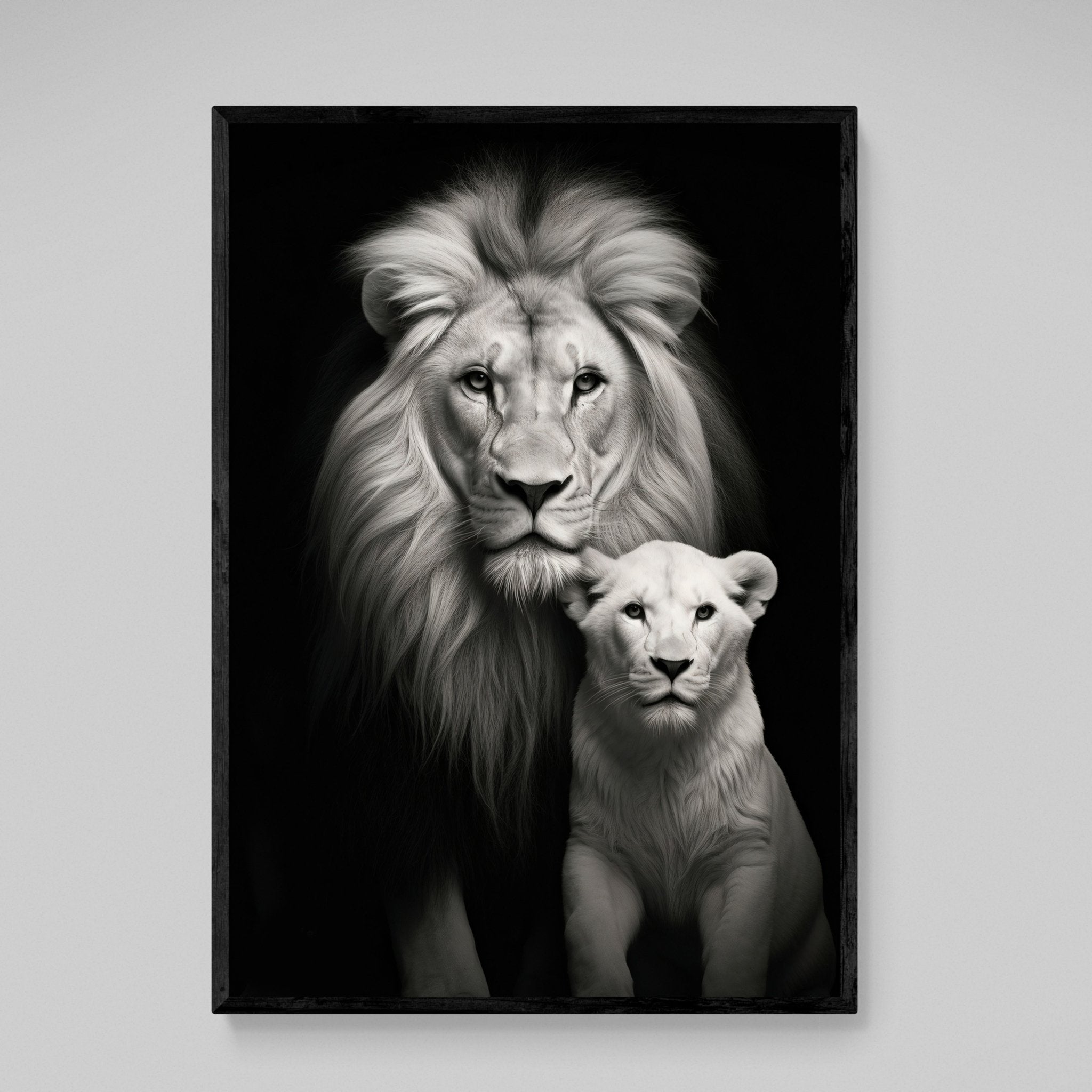 Black and White Lion Canvas - Luxury Art Canvas