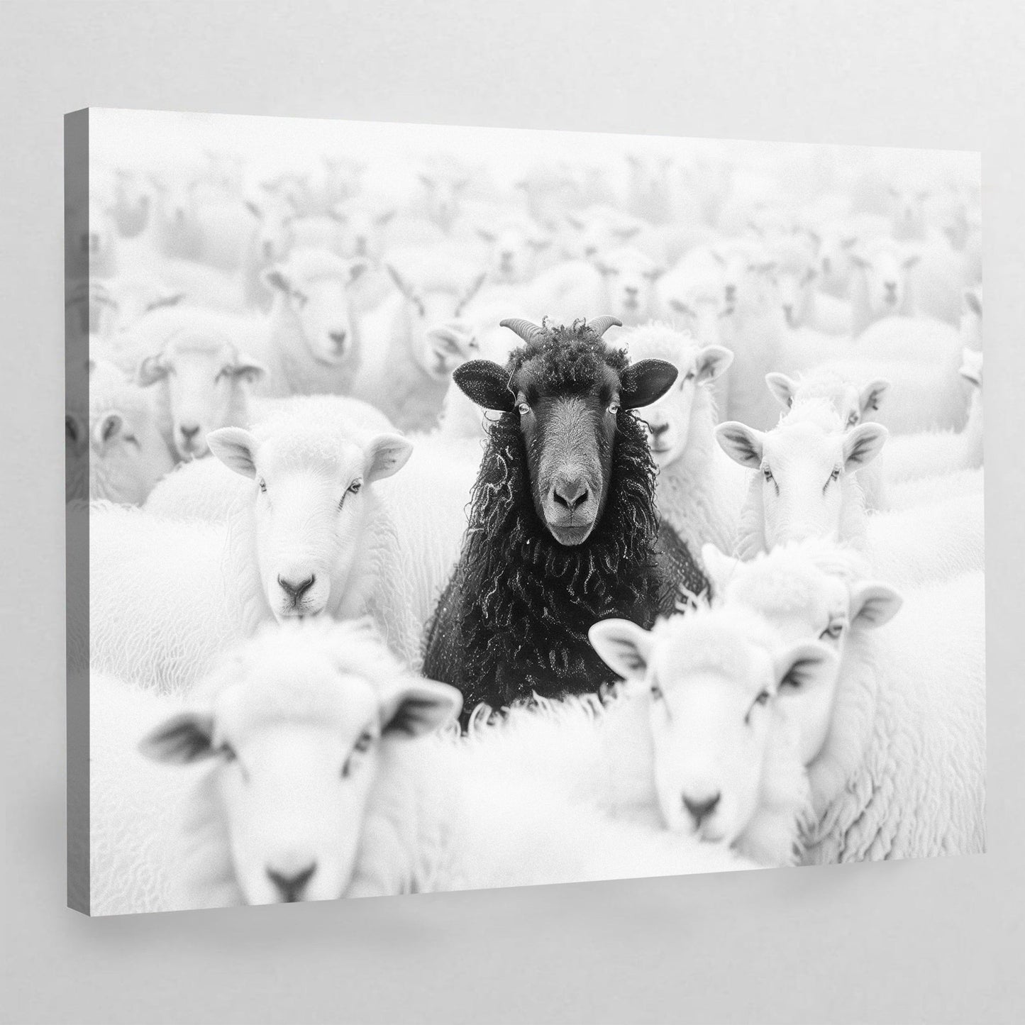 Black Sheep Among White Sheep Wall Art - Luxury Art Canvas
