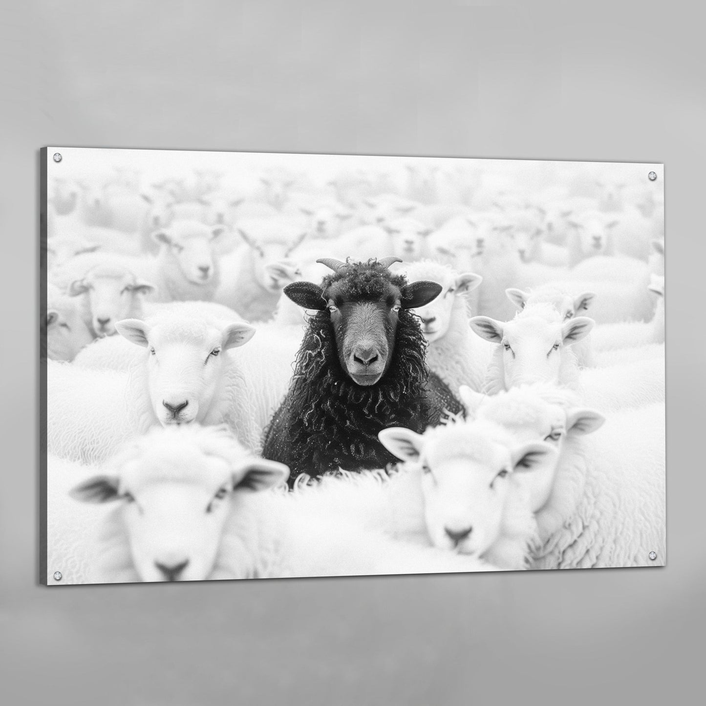 Black Sheep Among White Sheep Wall Art - Luxury Art Canvas