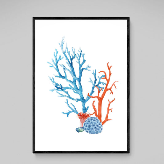 Blue Coral Wall Art - Luxury Art Canvas