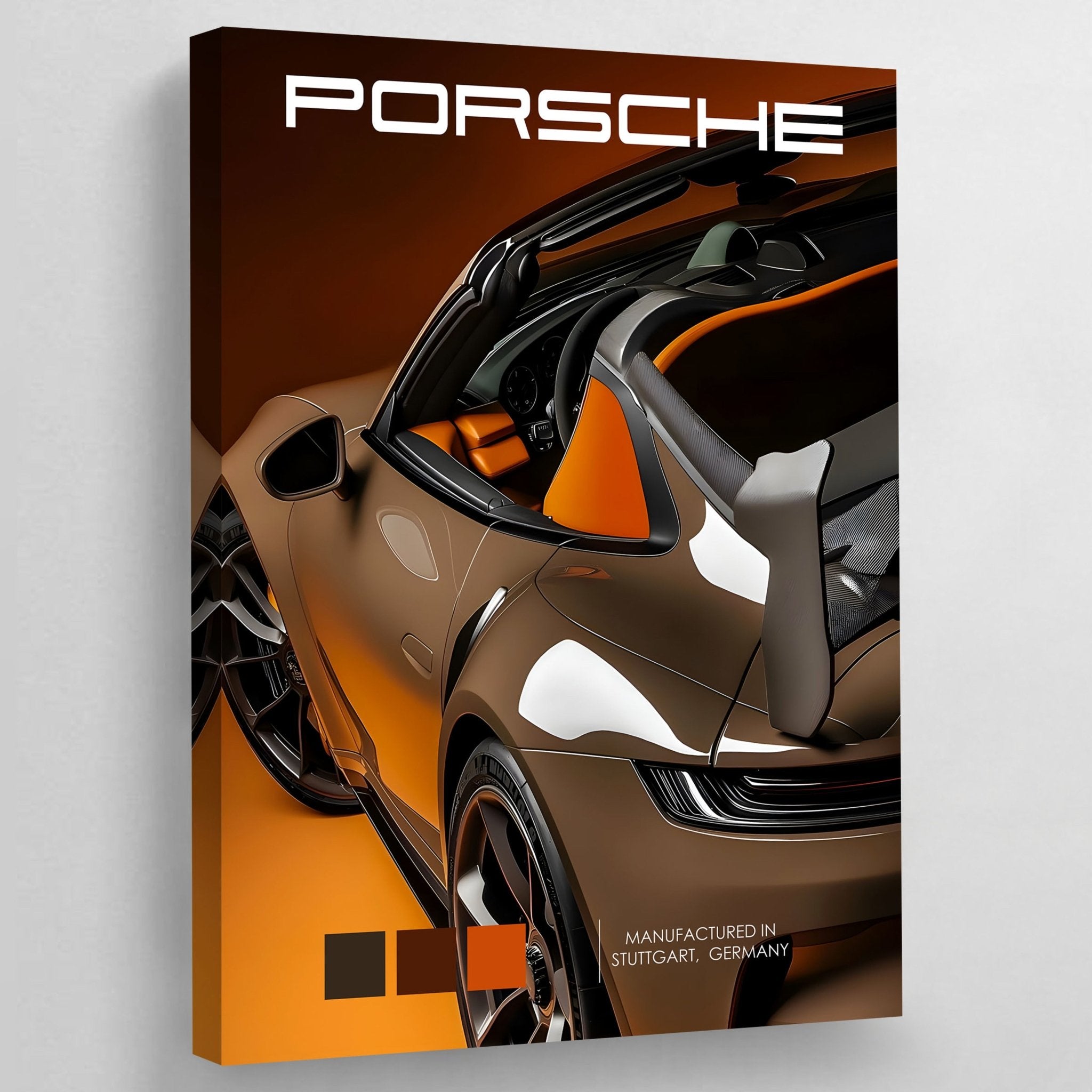 Brown Porsche Canvas Wall Art - Luxury Art Canvas