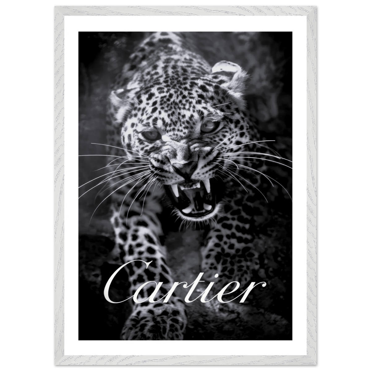 Cartier Leopard Black and White Wall Art - Luxury Art Canvas