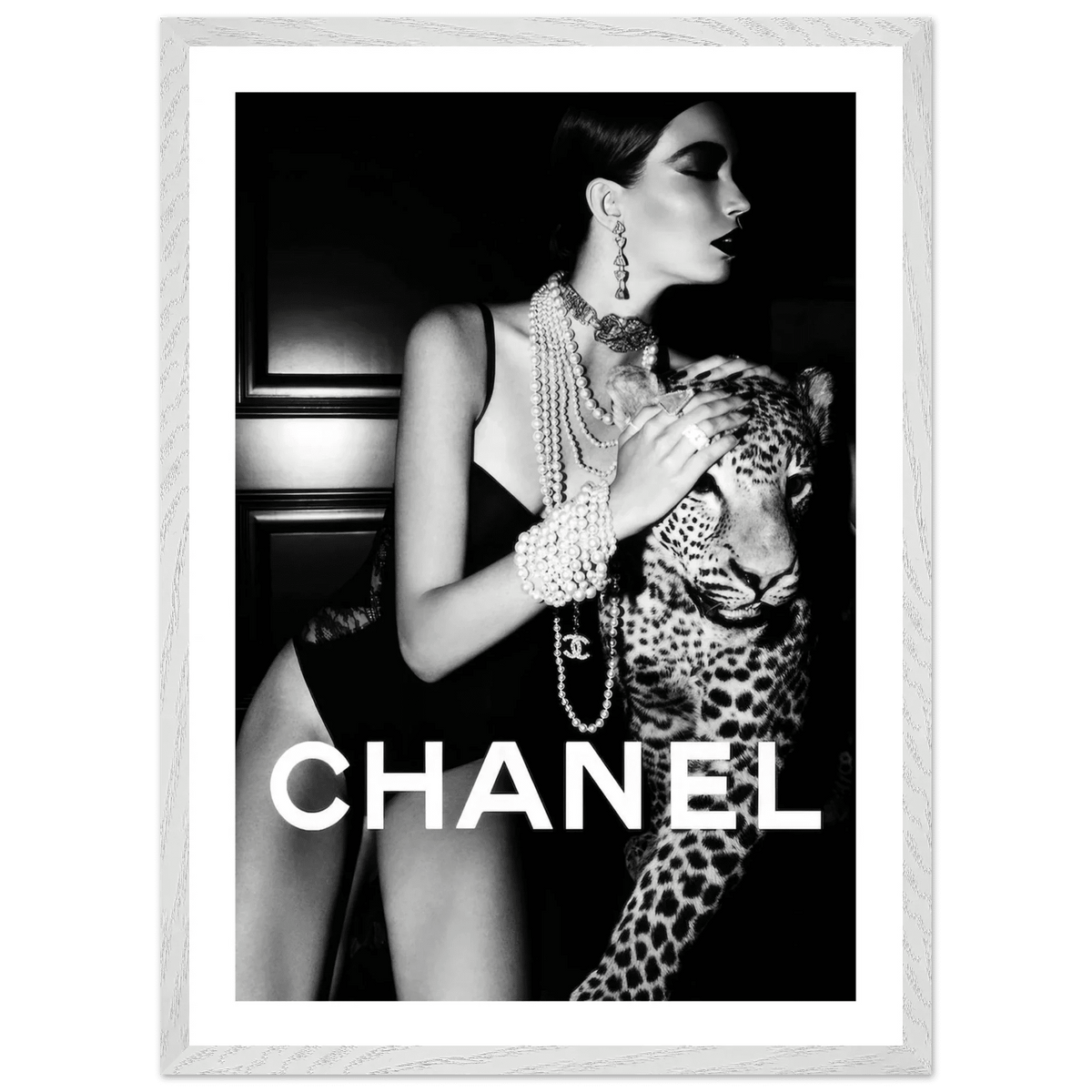 Chanel Leopard Black and White Wall Art - Luxury Art Canvas