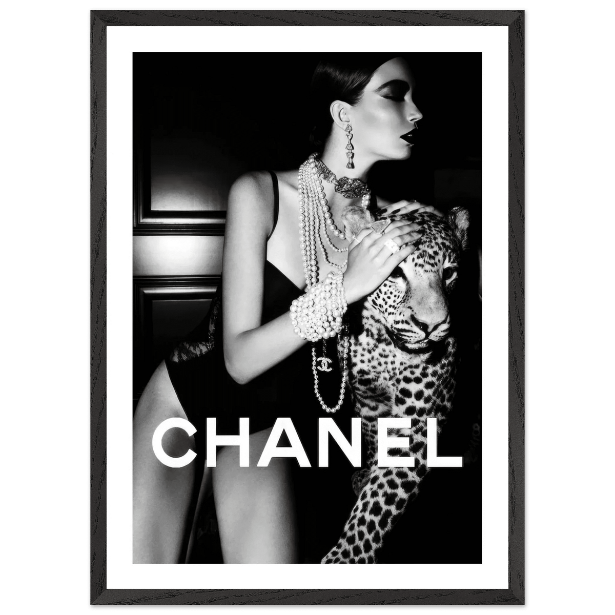 Chanel Leopard Black and White Wall Art - Luxury Art Canvas