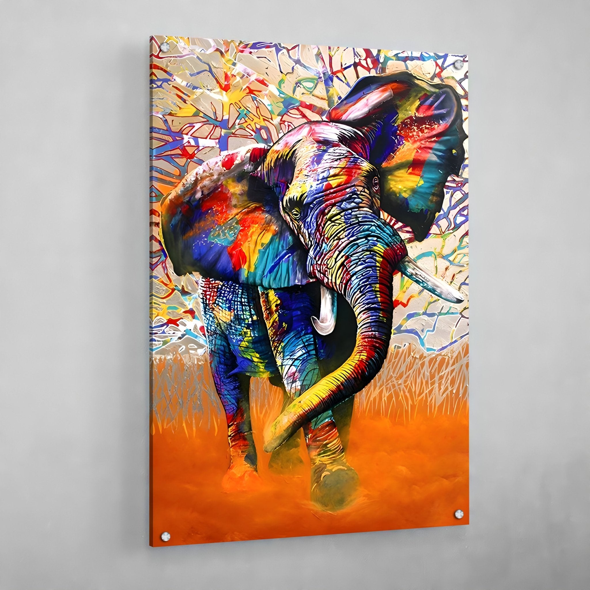 Colorful Elephant Wall Art - Luxury Art Canvas