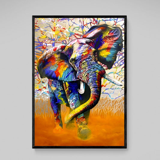Colorful Elephant Wall Art - Luxury Art Canvas