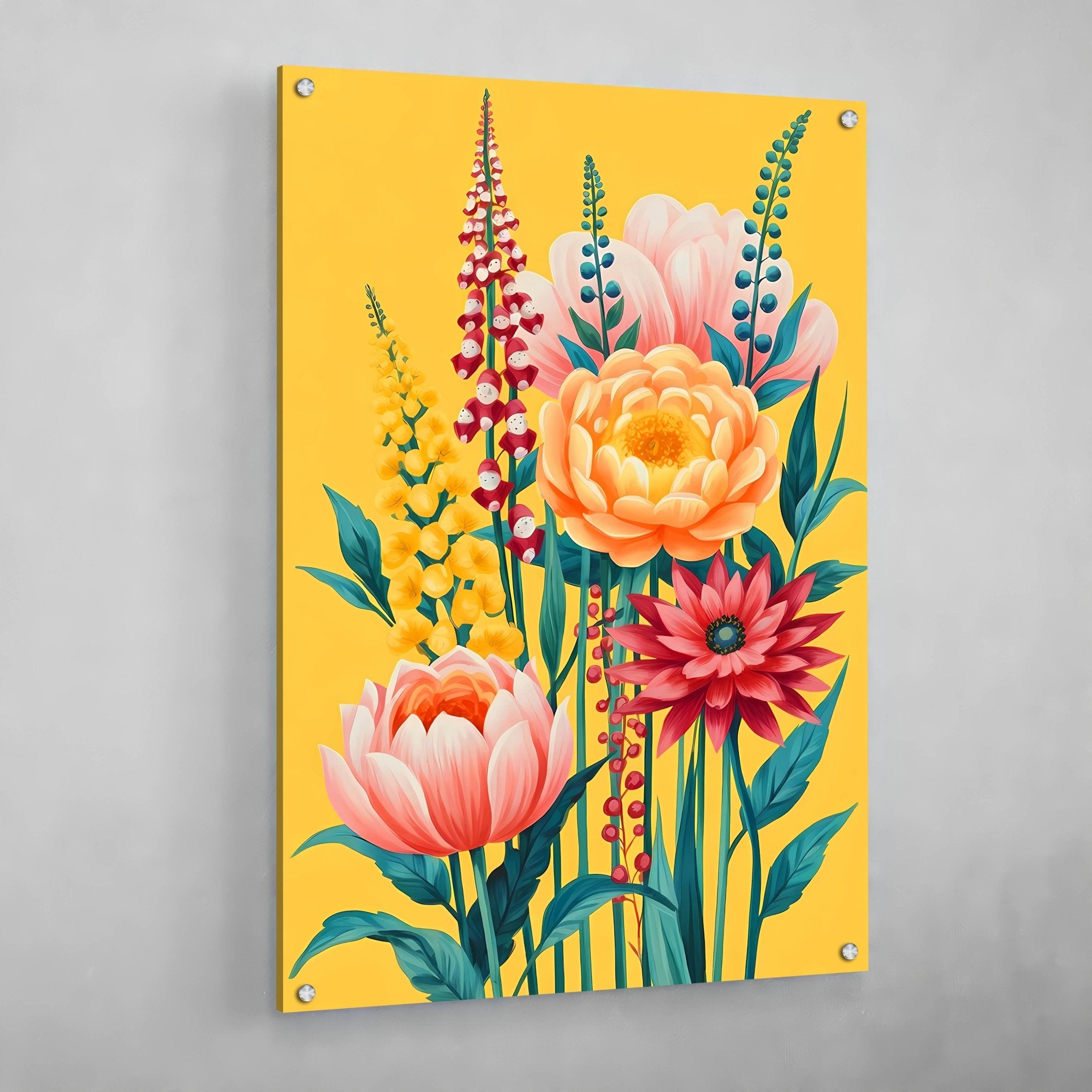 Colorful Flowers Abstract Wall Art - Luxury Art Canvas