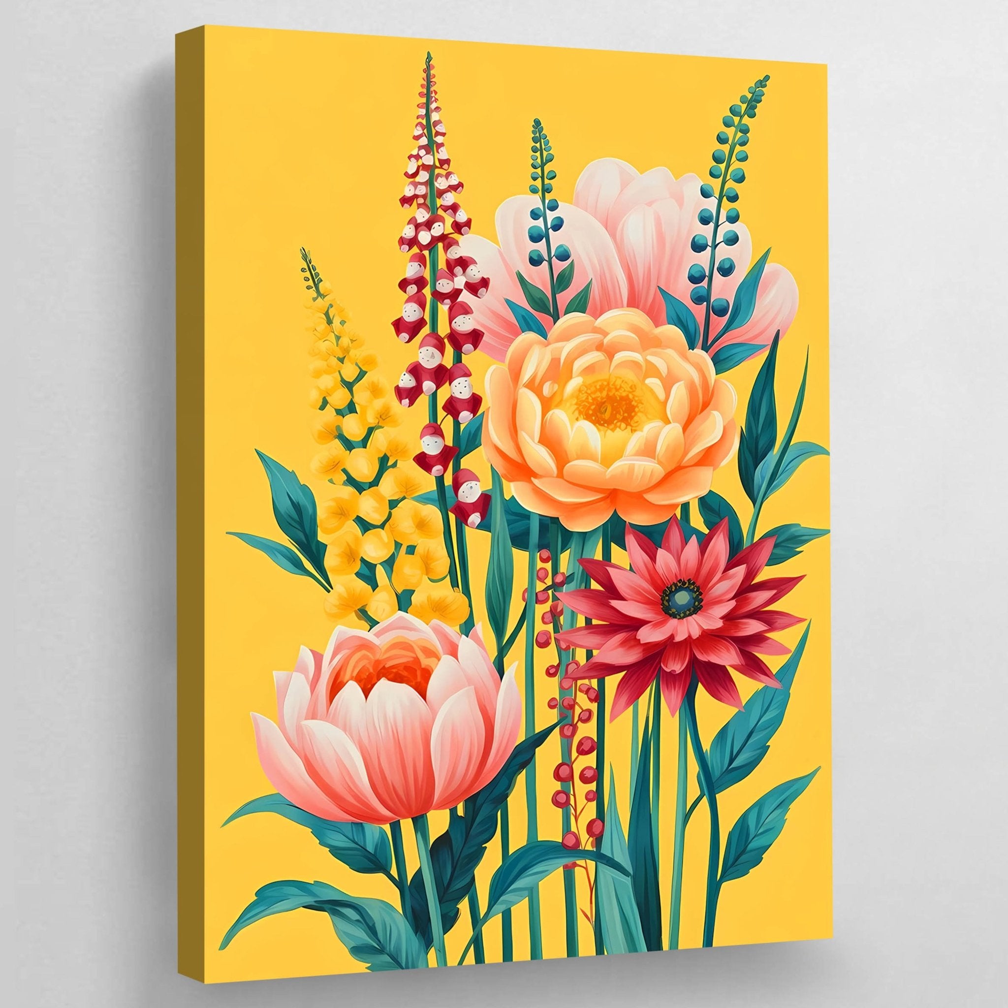 Colorful Flowers Abstract Wall Art - Luxury Art Canvas