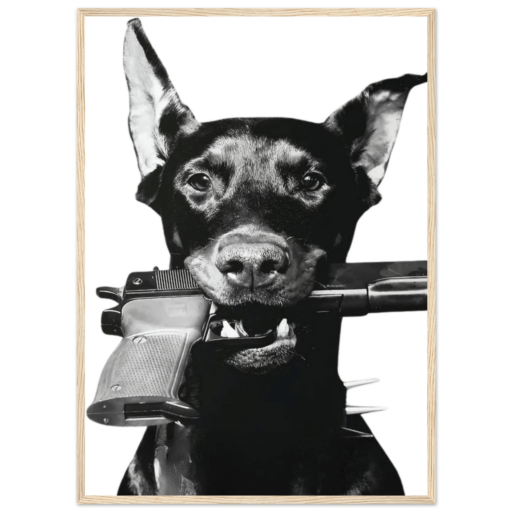 Doberman Black and White Wall Art - Luxury Art Canvas