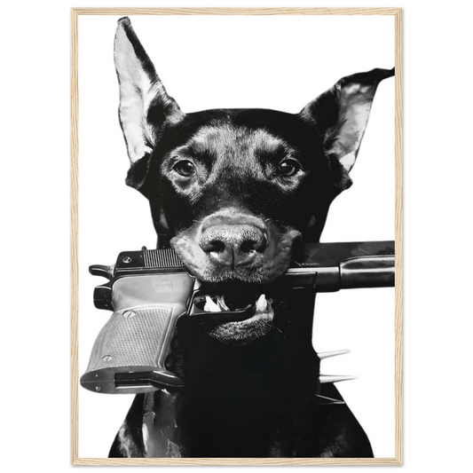 Doberman Black and White Wall Art - Luxury Art Canvas