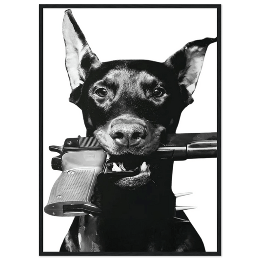 Doberman Black and White Wall Art - Luxury Art Canvas