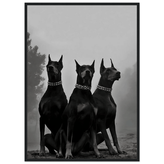 Dobermans Black and White Wall Art - Luxury Art Canvas