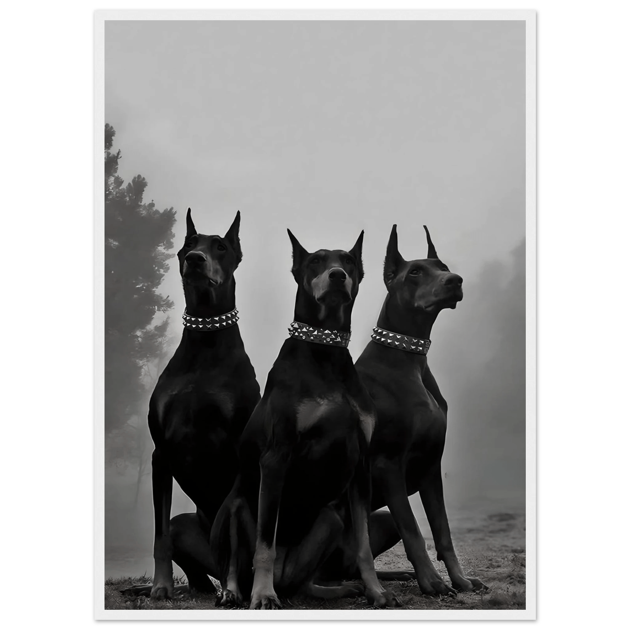 Dobermans Black and White Wall Art - Luxury Art Canvas