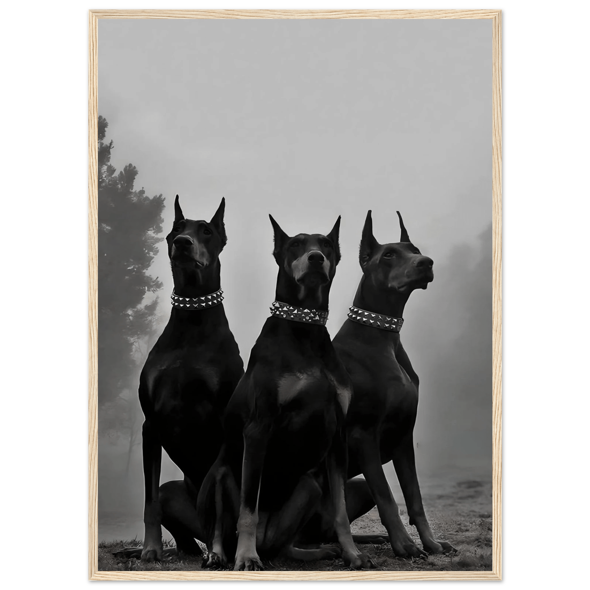 Dobermans Black and White Wall Art - Luxury Art Canvas