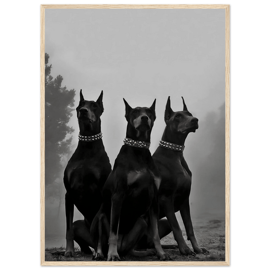 Dobermans Black and White Wall Art - Luxury Art Canvas