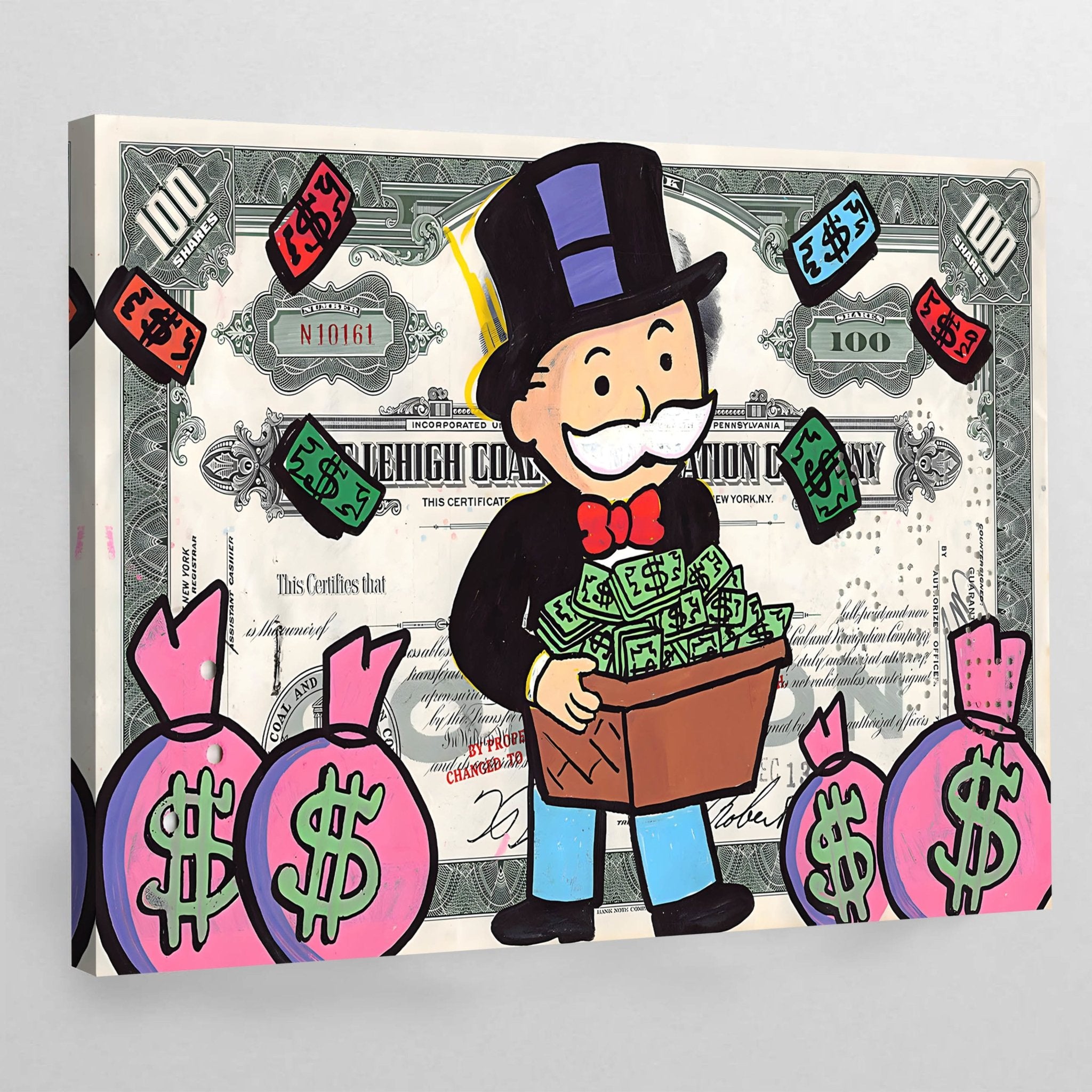 Dollar Bill Graffiti Wall Art - Luxury Art Canvas