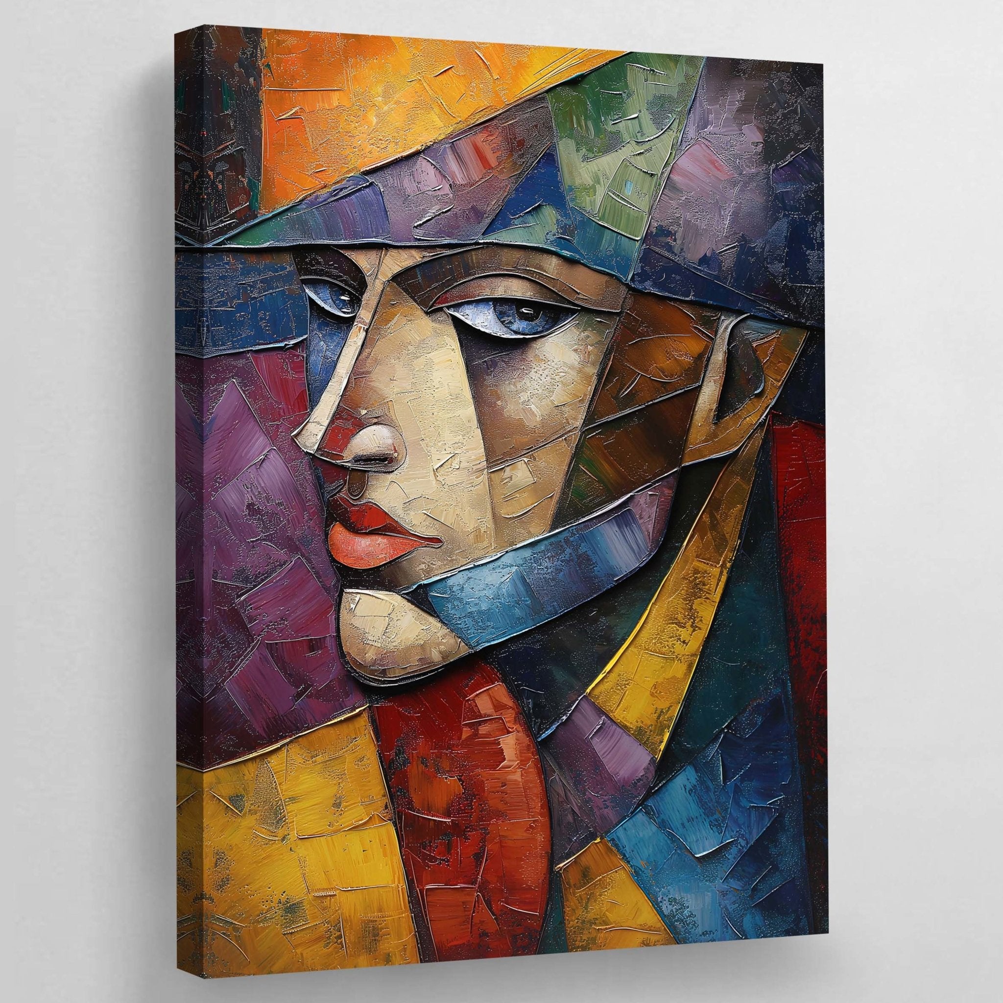 Female Portrait Cubism Wall Art - Luxury Art Canvas