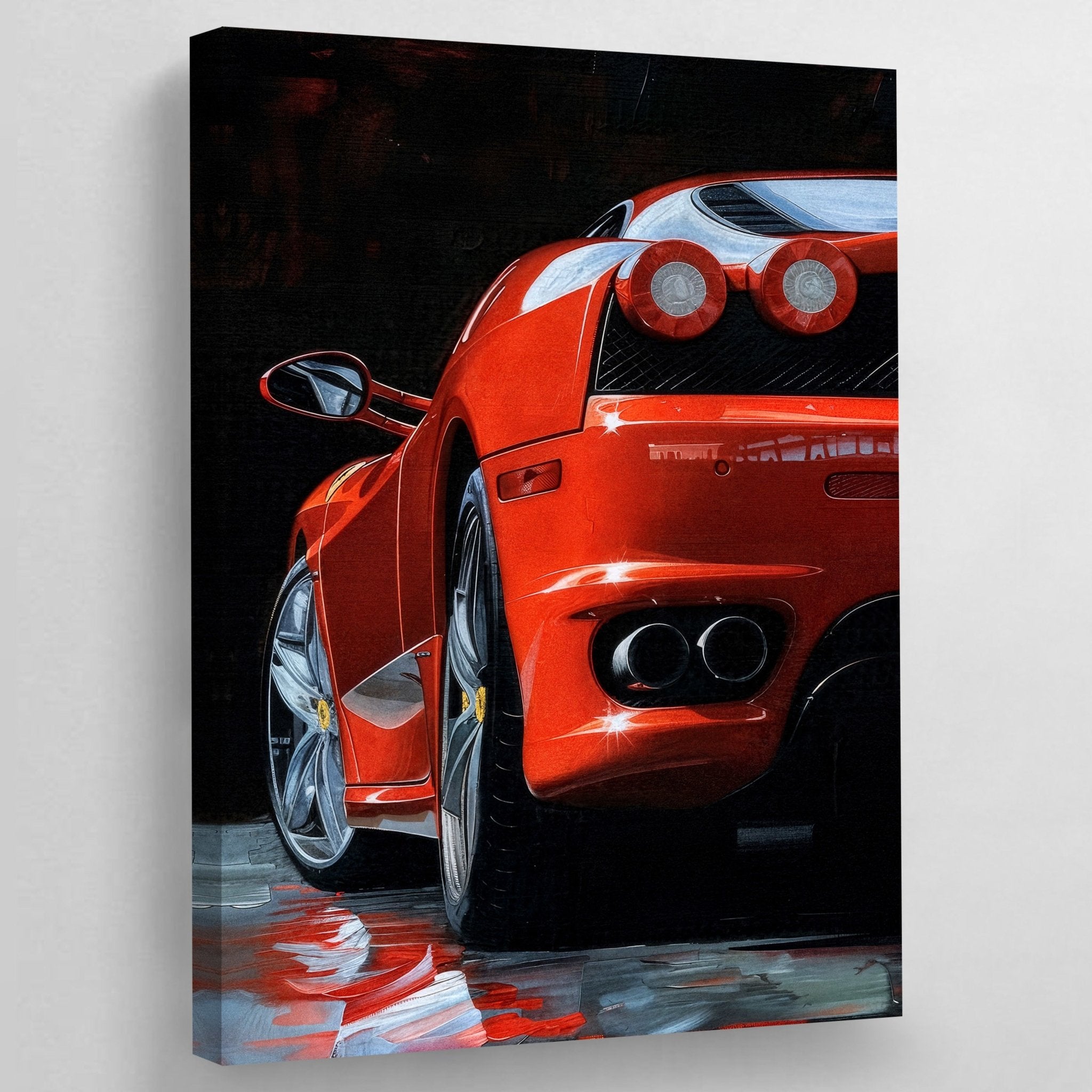 Red Car Racing Canvas Wall Art - Luxury Art Canvas