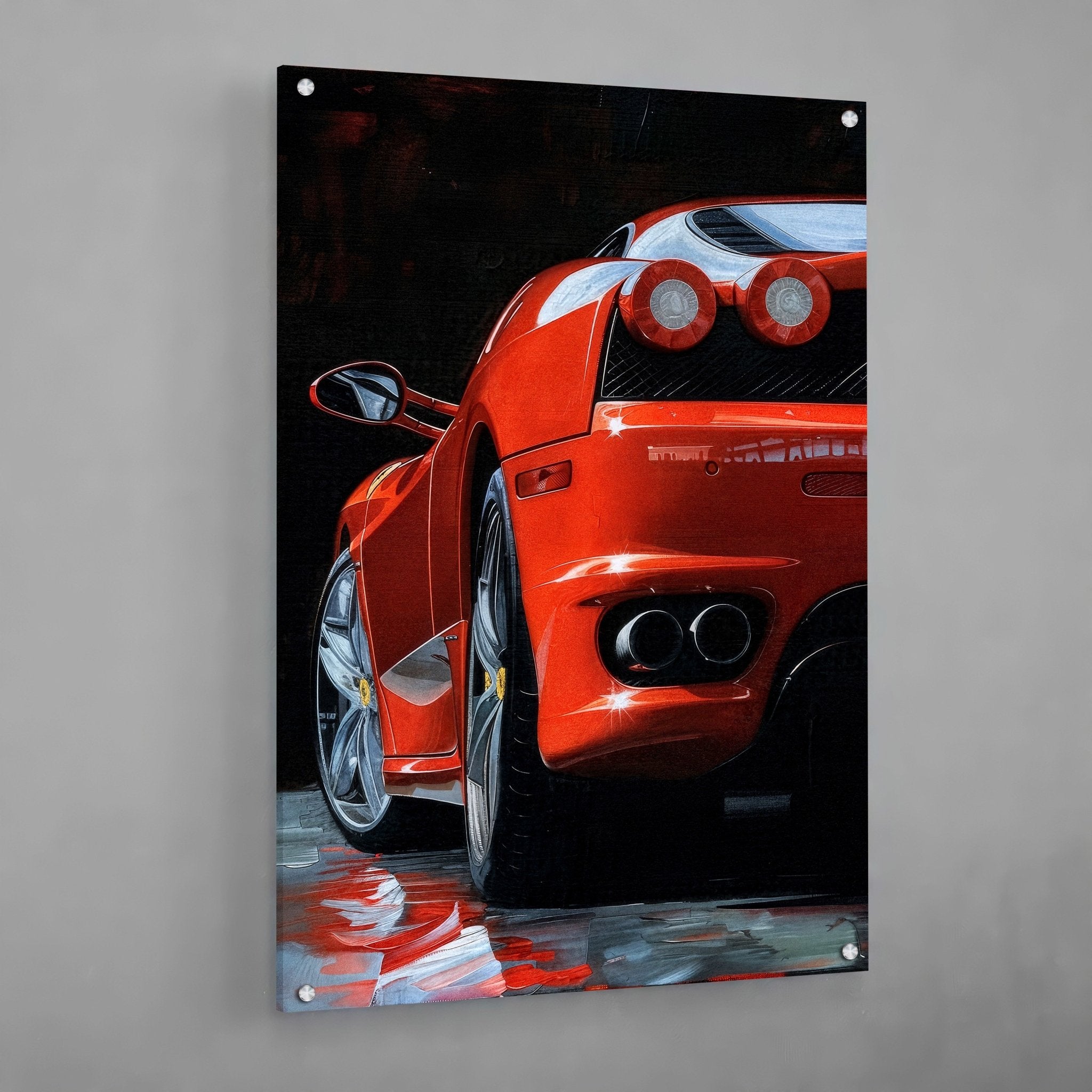 Red Car Racing Canvas Wall Art - Luxury Art Canvas