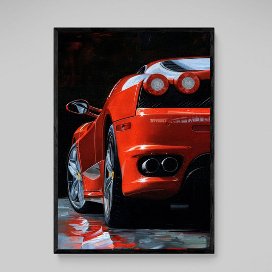 Red Car Racing Canvas Wall Art - Luxury Art Canvas