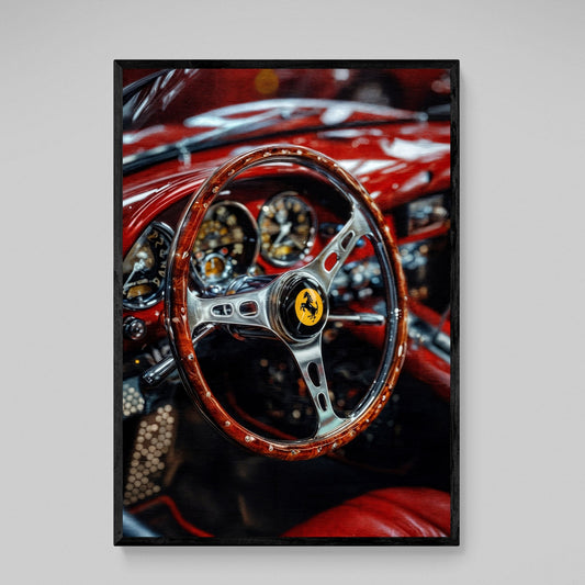 Red Car Interior Wall Art - Luxury Art Canvas
