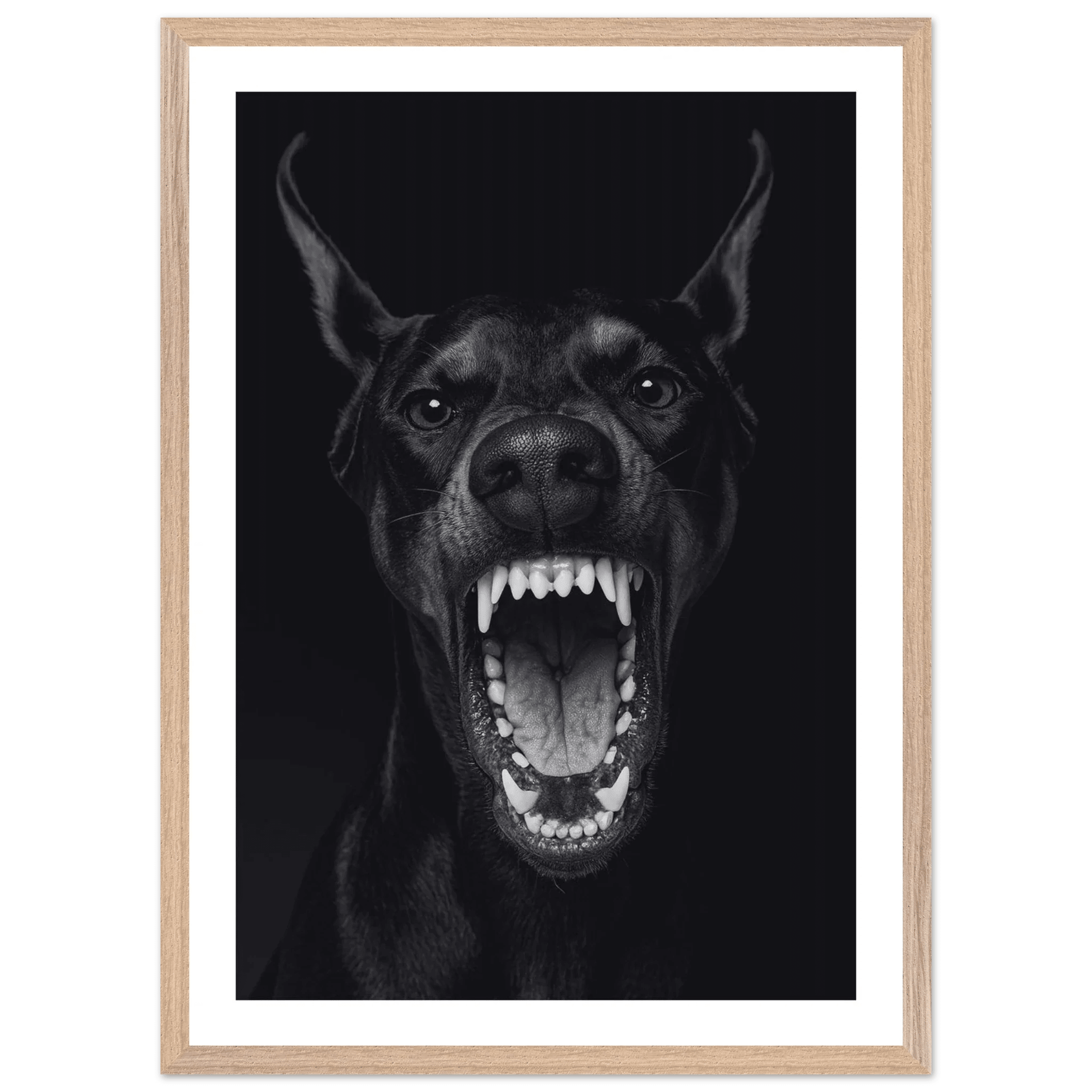 Fierce Doberman Black and White Wall Art - Luxury Art Canvas