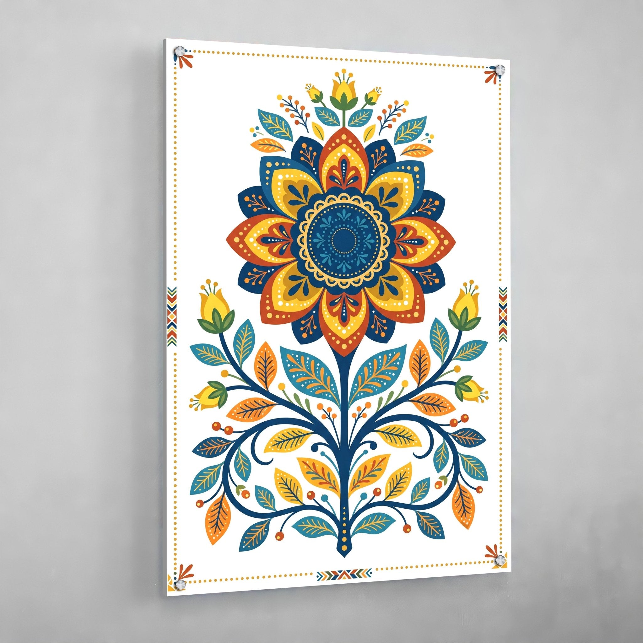 Floral Mandala Scandinavian Wall Art - Luxury Art Canvas