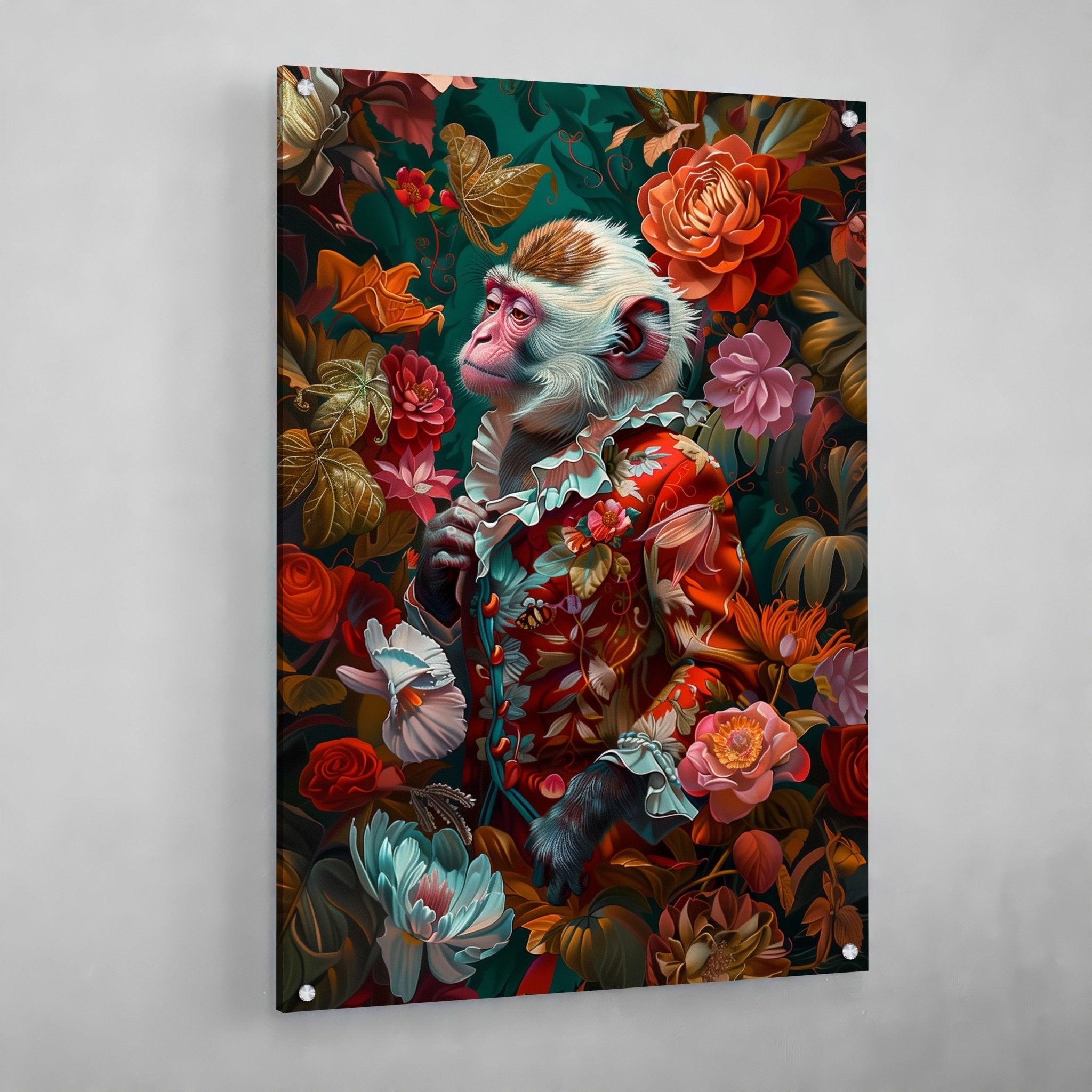 Flowers Monkey Wall Art - Luxury Art Canvas