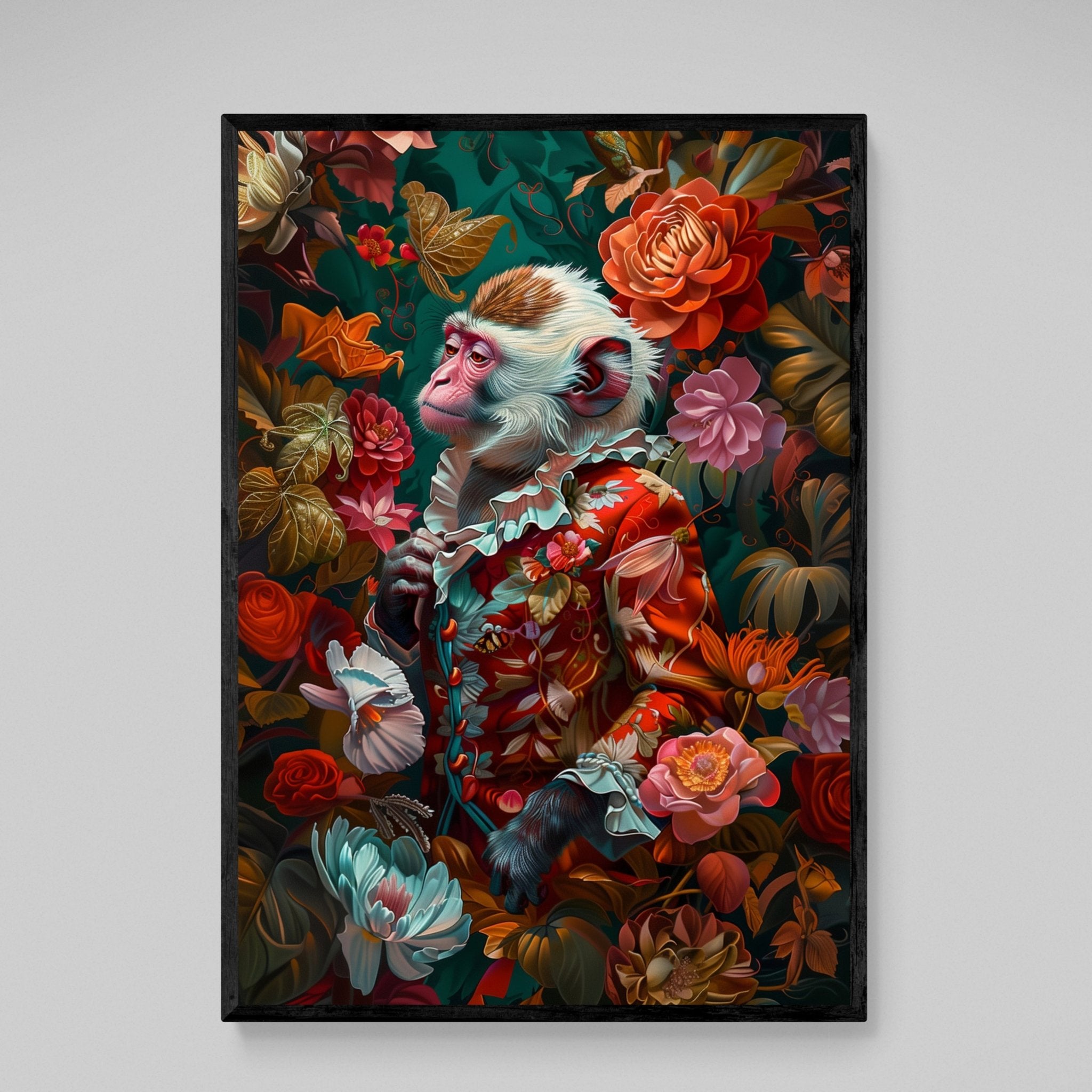 Flowers Monkey Wall Art - Luxury Art Canvas