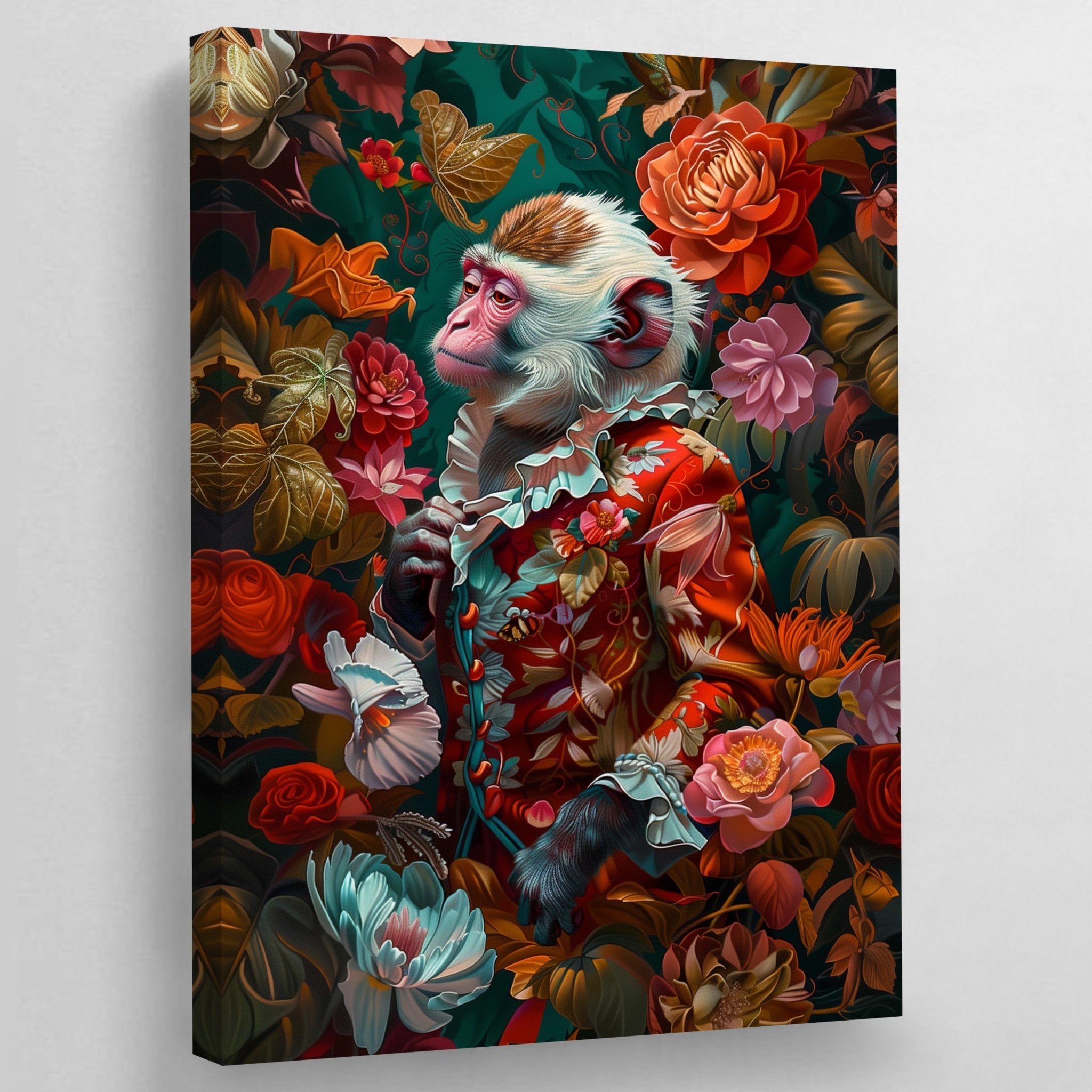 Flowers Monkey Wall Art - Luxury Art Canvas