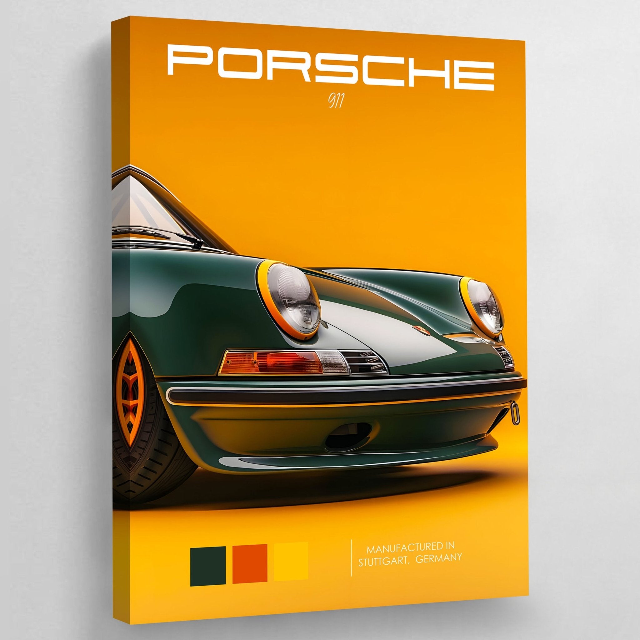 Green Porsche Canvas Wall Art - Luxury Art Canvas