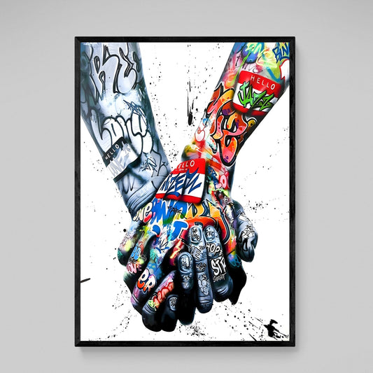 Holding Hands Graffiti Wall Art - Luxury Art Canvas