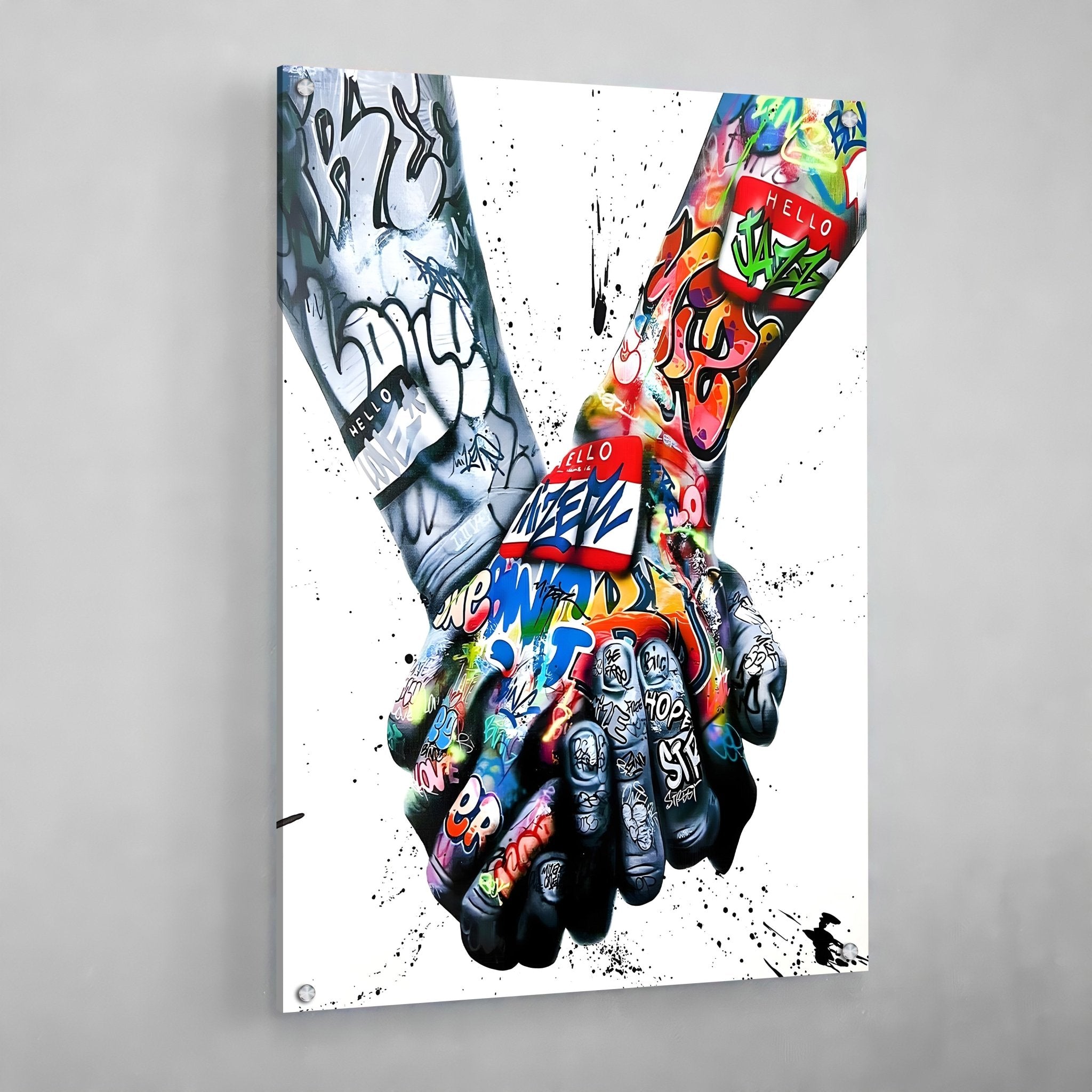 Holding Hands Graffiti Wall Art - Luxury Art Canvas
