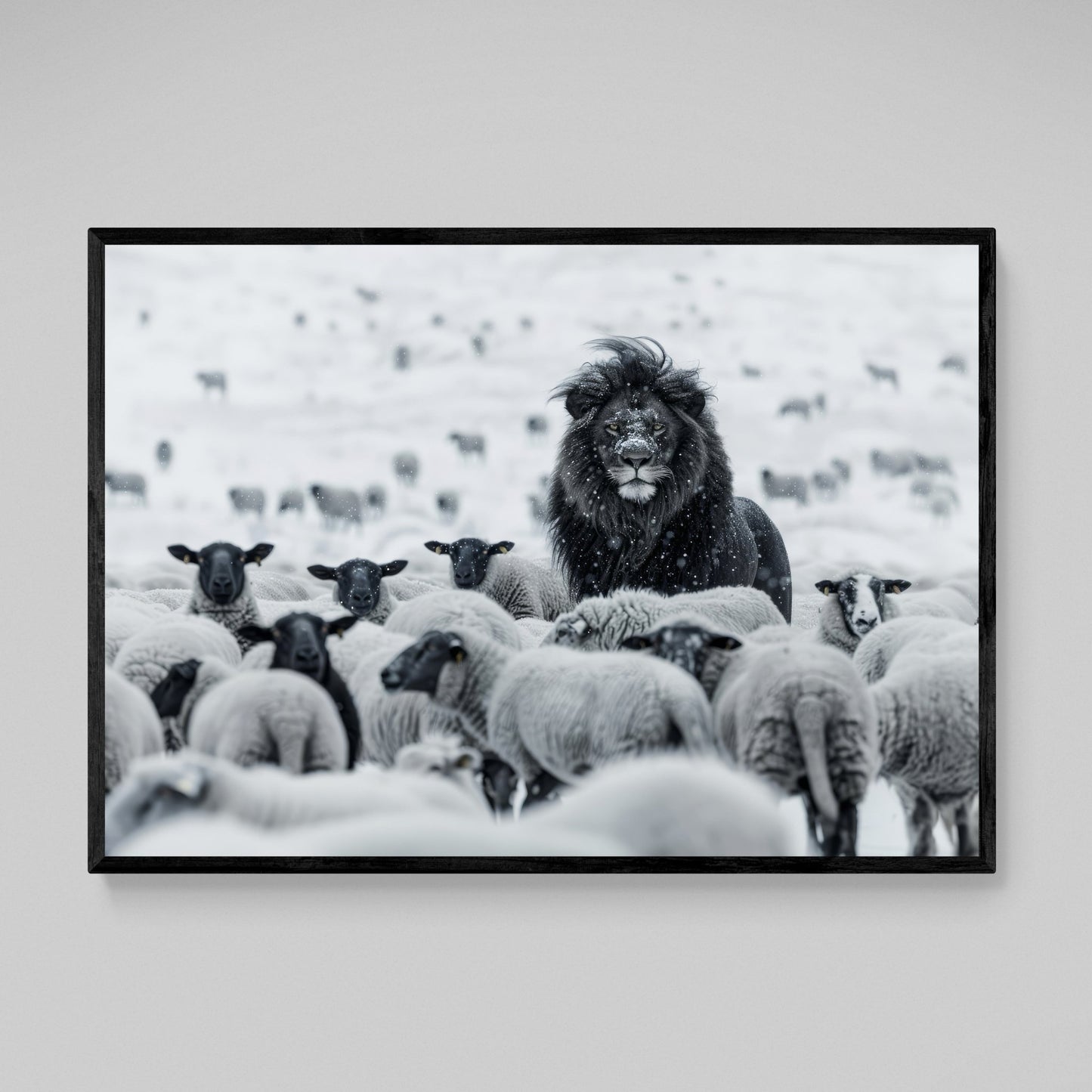 Lion Among Sheep Wall Art - Luxury Art Canvas