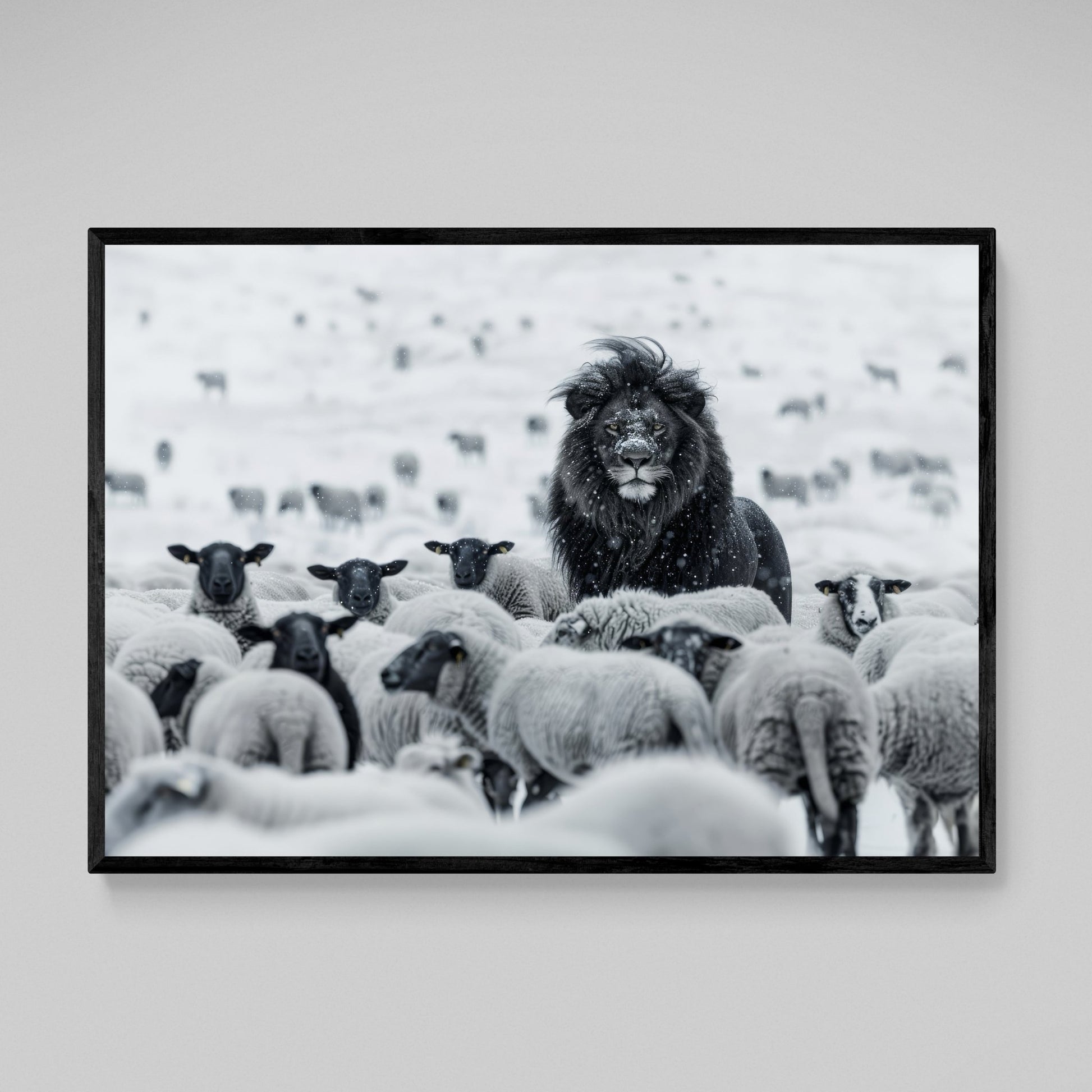 Lion Among Sheep Wall Art - Luxury Art Canvas