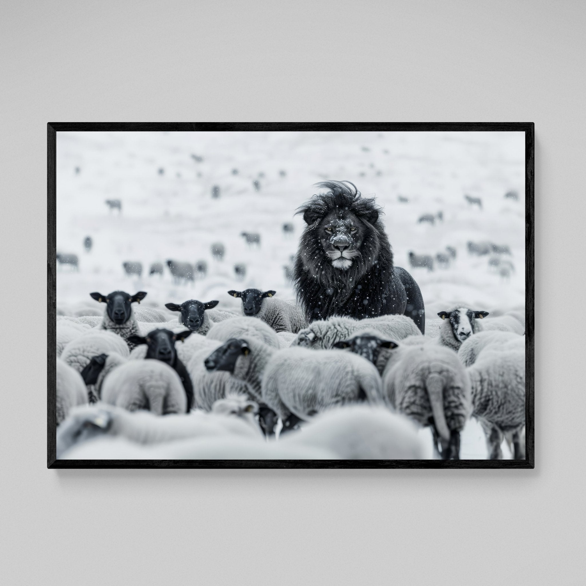 Lion Among Sheep Wall Art - Luxury Art Canvas