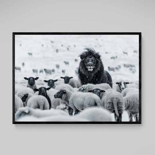 Lion Among Sheep Wall Art - Luxury Art Canvas