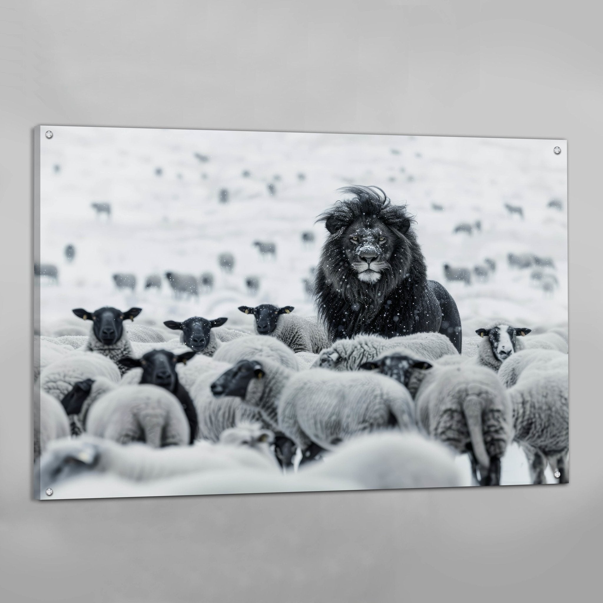 Lion Among Sheep Wall Art - Luxury Art Canvas