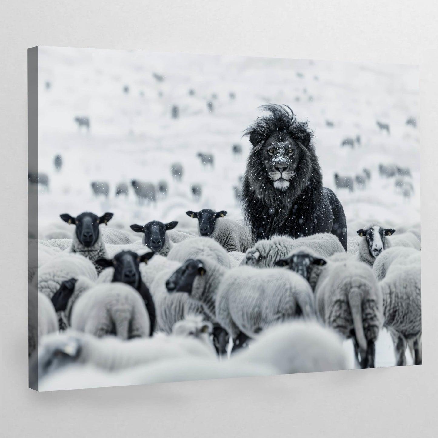 Lion Among Sheep Wall Art - Luxury Art Canvas