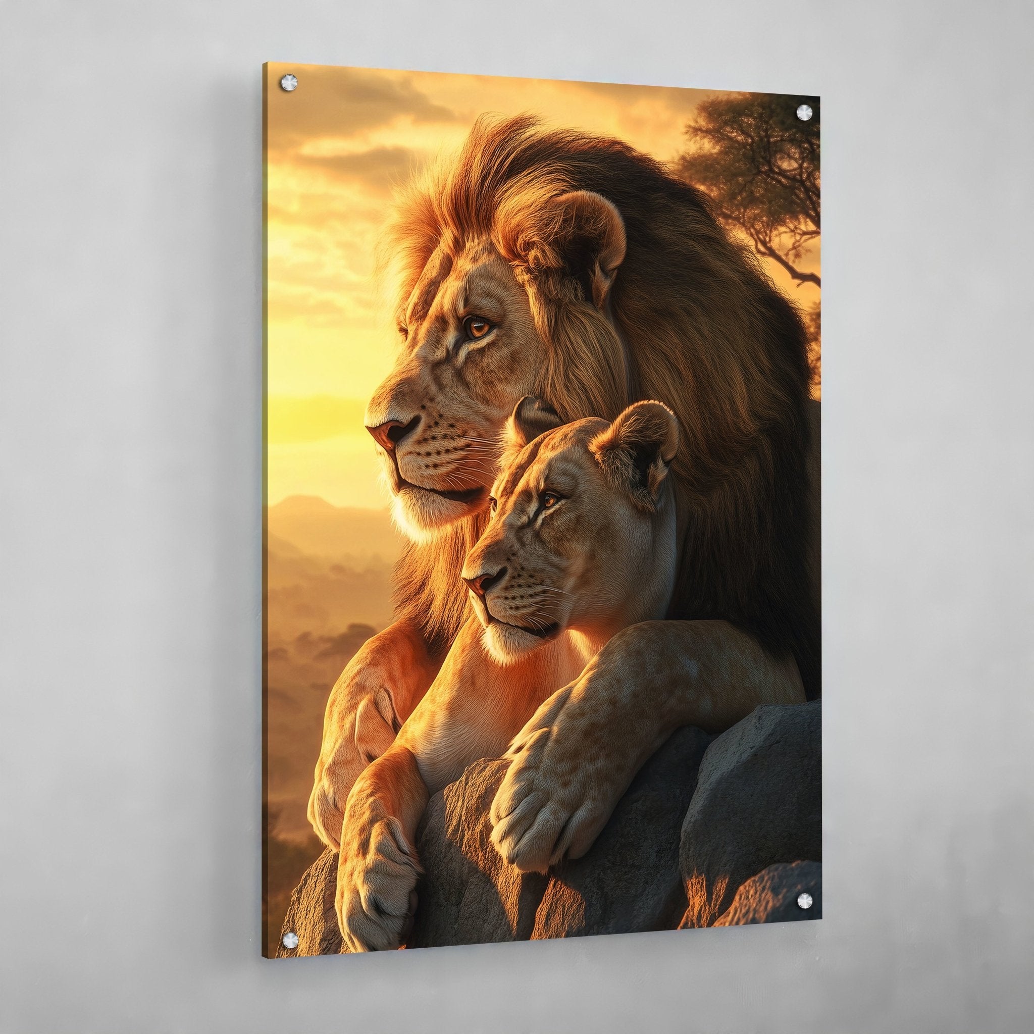 Lion and Lioness Wall Art - Luxury Art Canvas