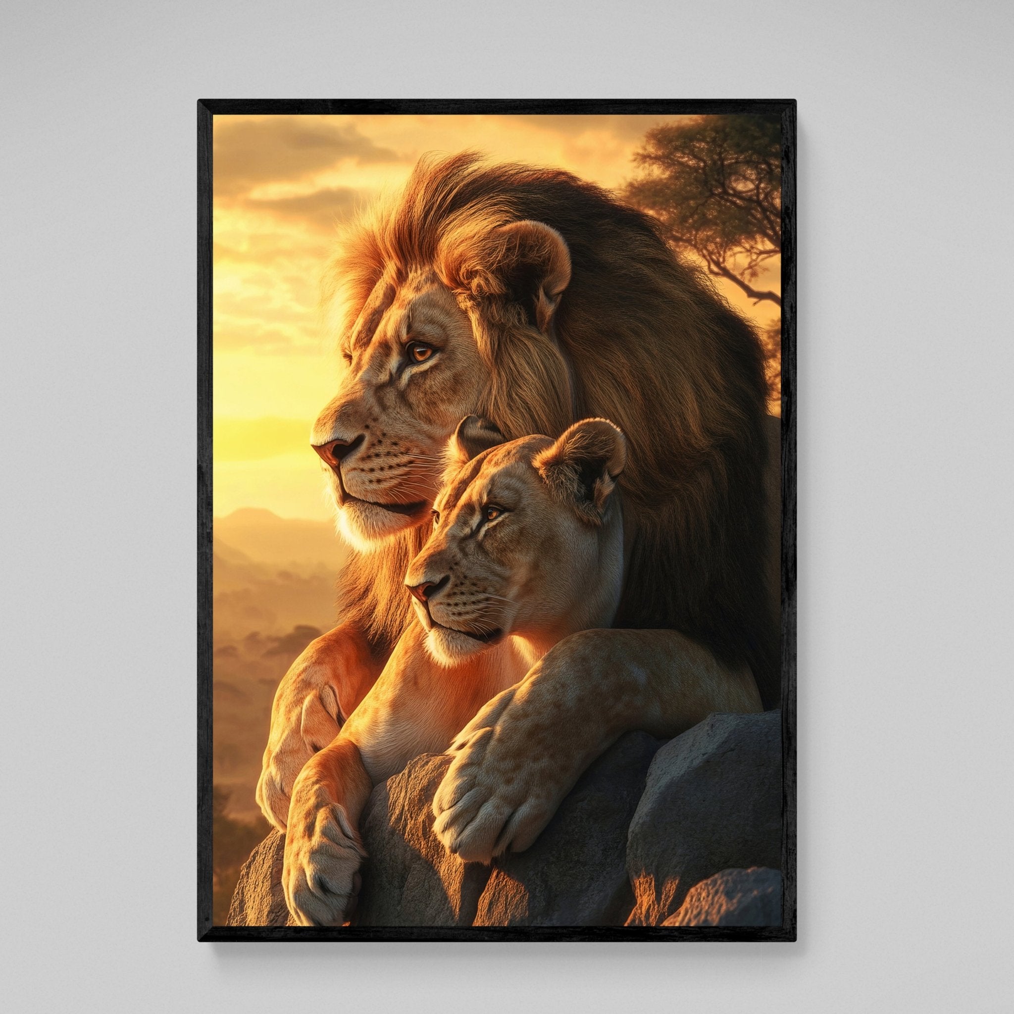Lion and Lioness Wall Art - Luxury Art Canvas