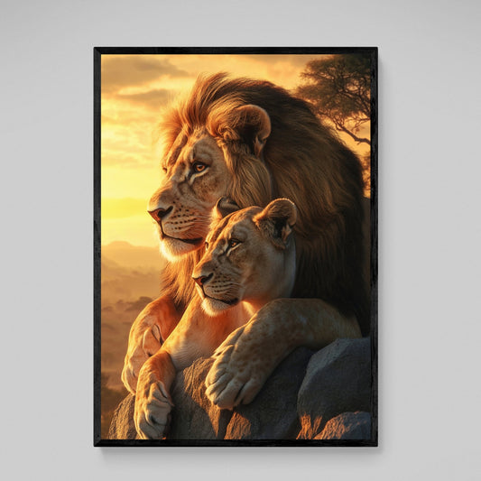 Lion and Lioness Wall Art - Luxury Art Canvas