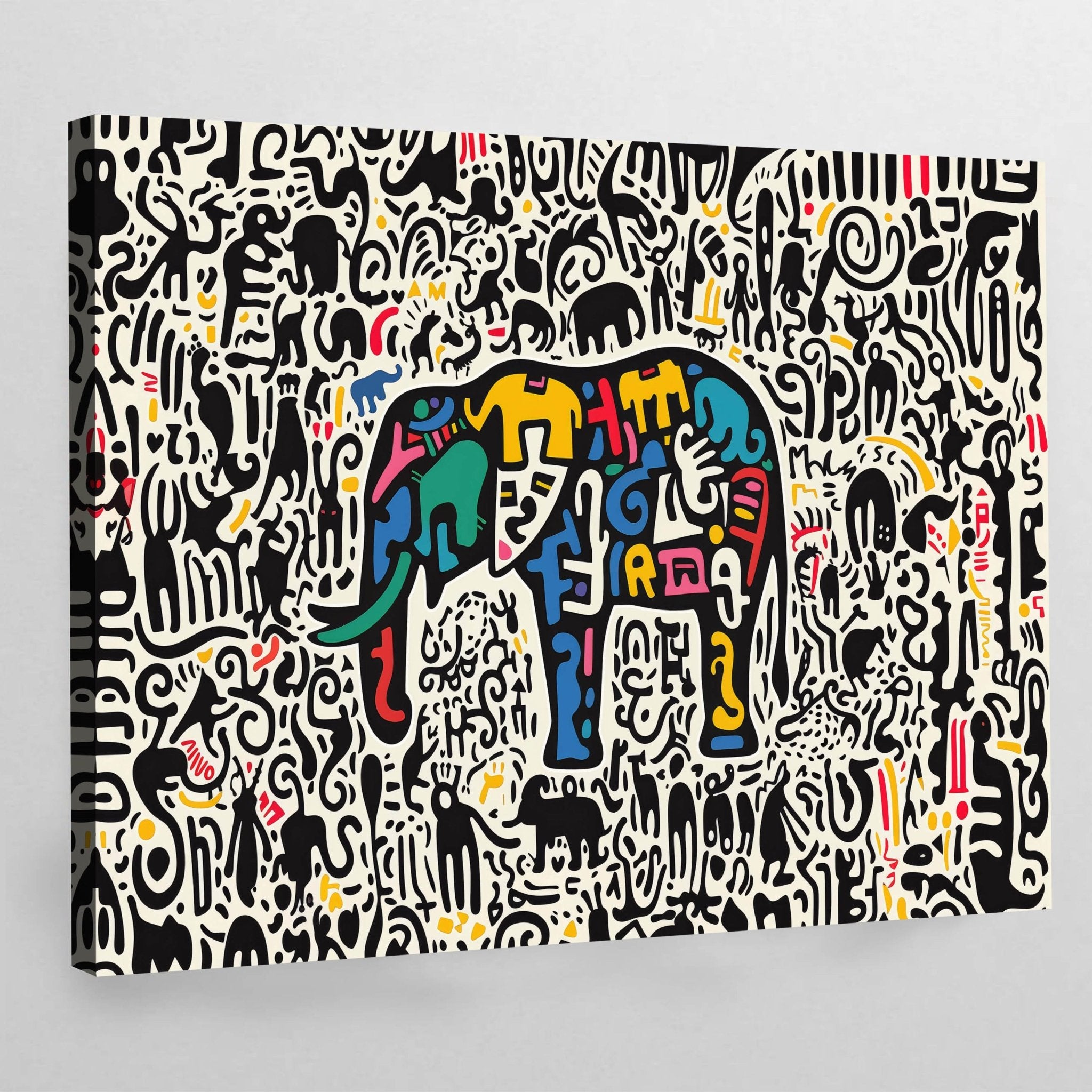 Modern Colorful Elephant Wall Art - Luxury Art Canvas