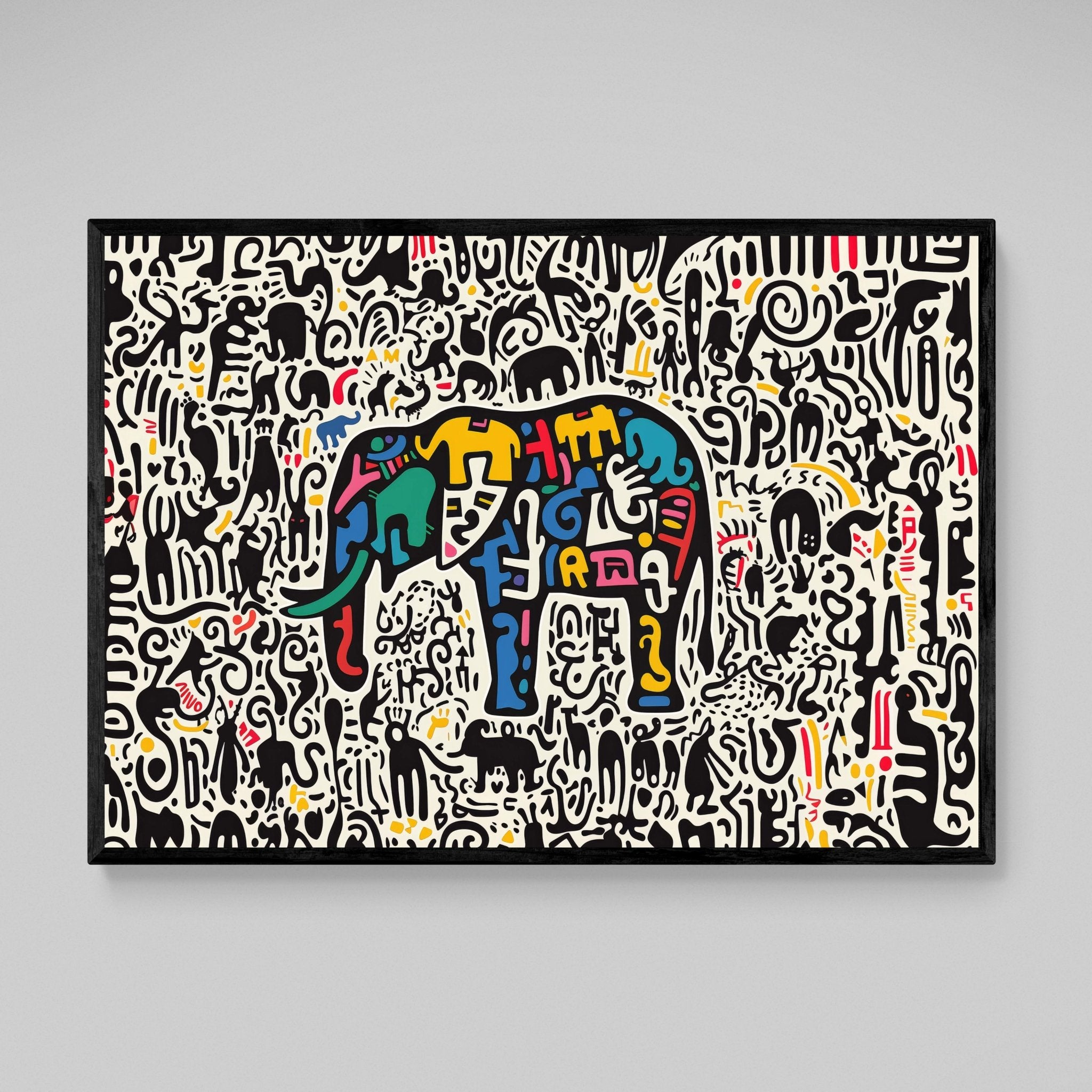 Modern Colorful Elephant Wall Art - Luxury Art Canvas