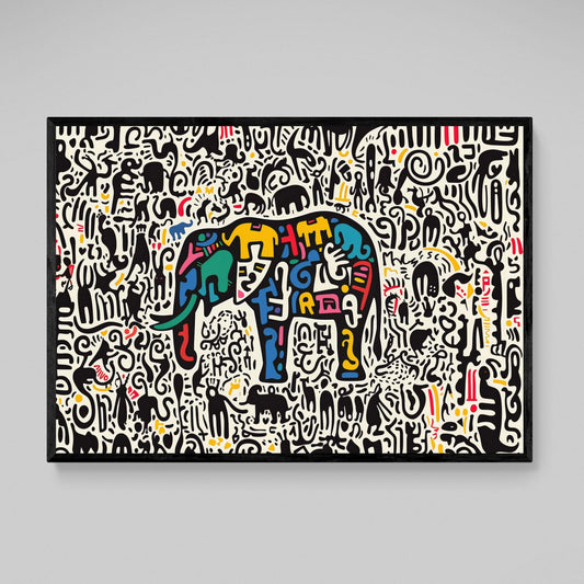 Modern Colorful Elephant Wall Art - Luxury Art Canvas